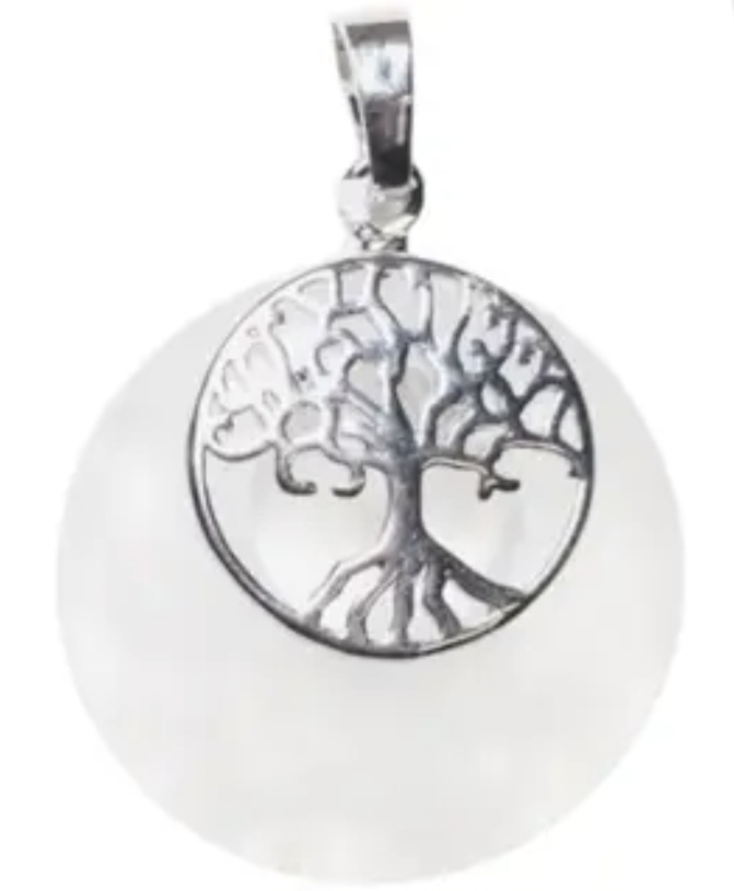 Pendentif Donuts en Cristal de Roche Arbre de Vie