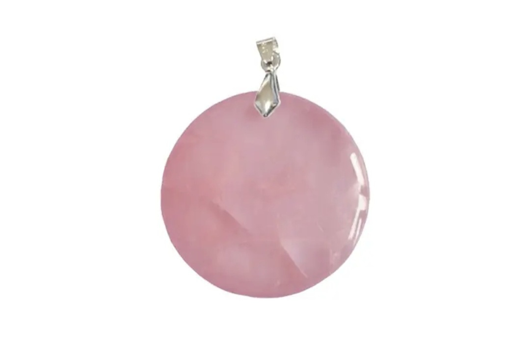 Pendentif en Quartz Rose Rond