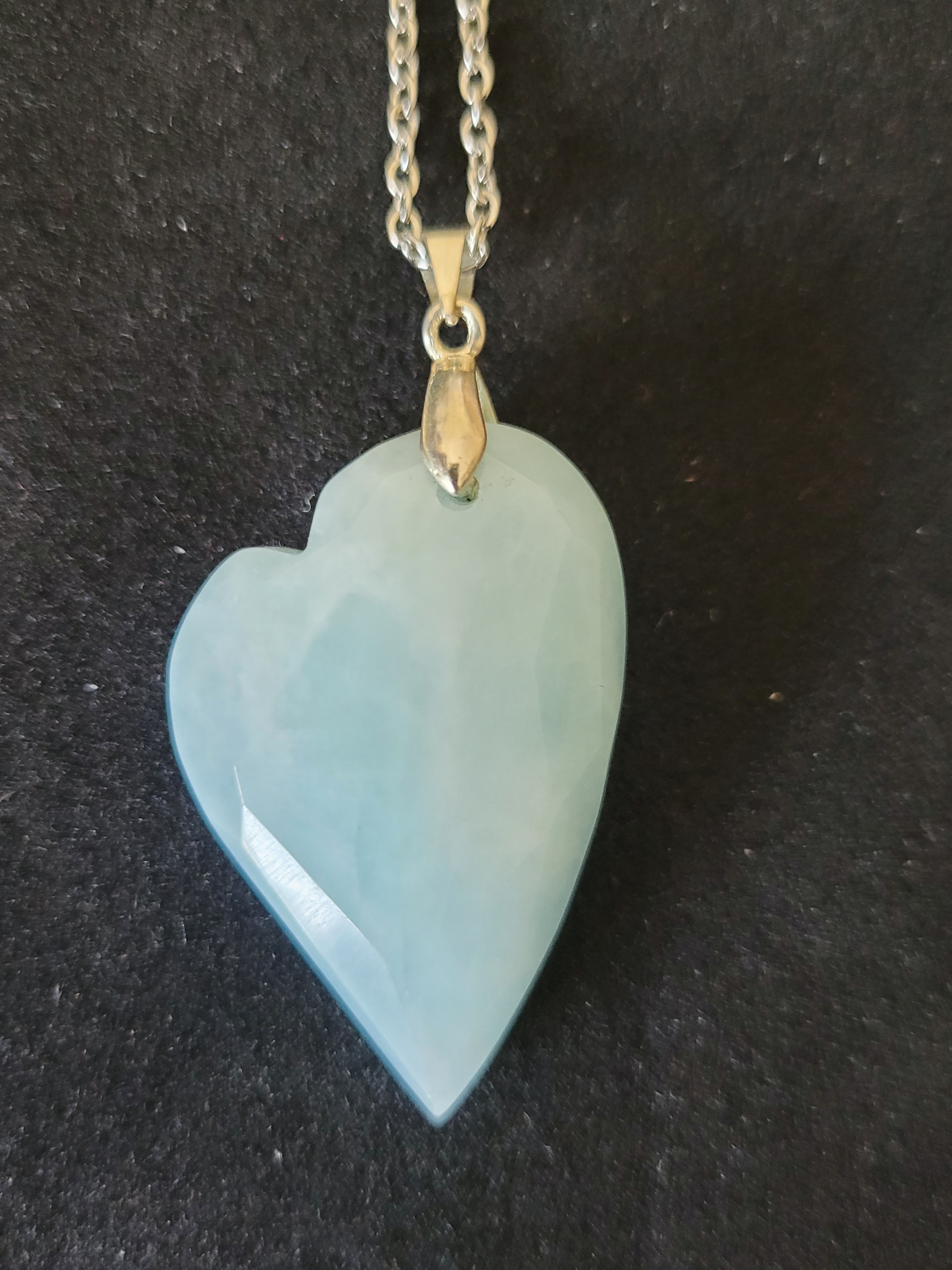 Pendentif Grand Cœur en Aigue marine