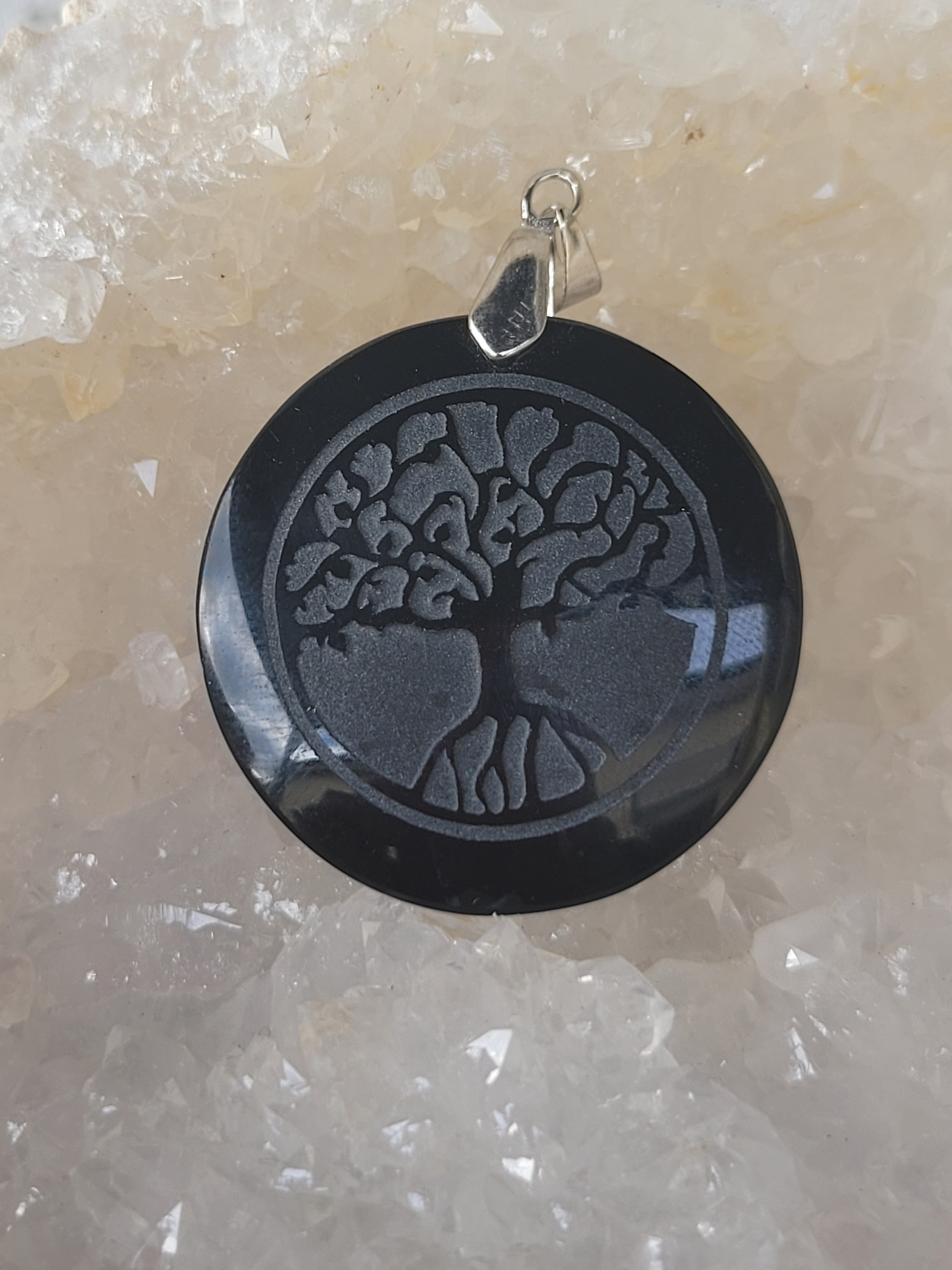 Pendentif Obsidienne noire Arbre de Vie