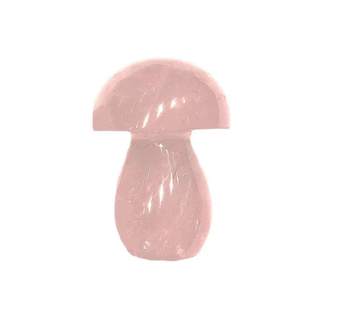Gros Champignon en Quartz Rose