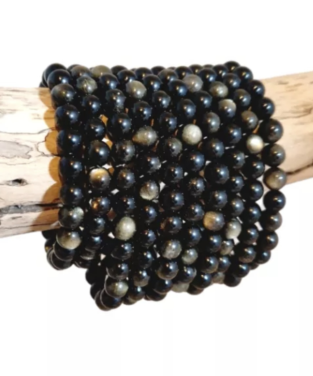 Bracelet Obsidienne Dorée
