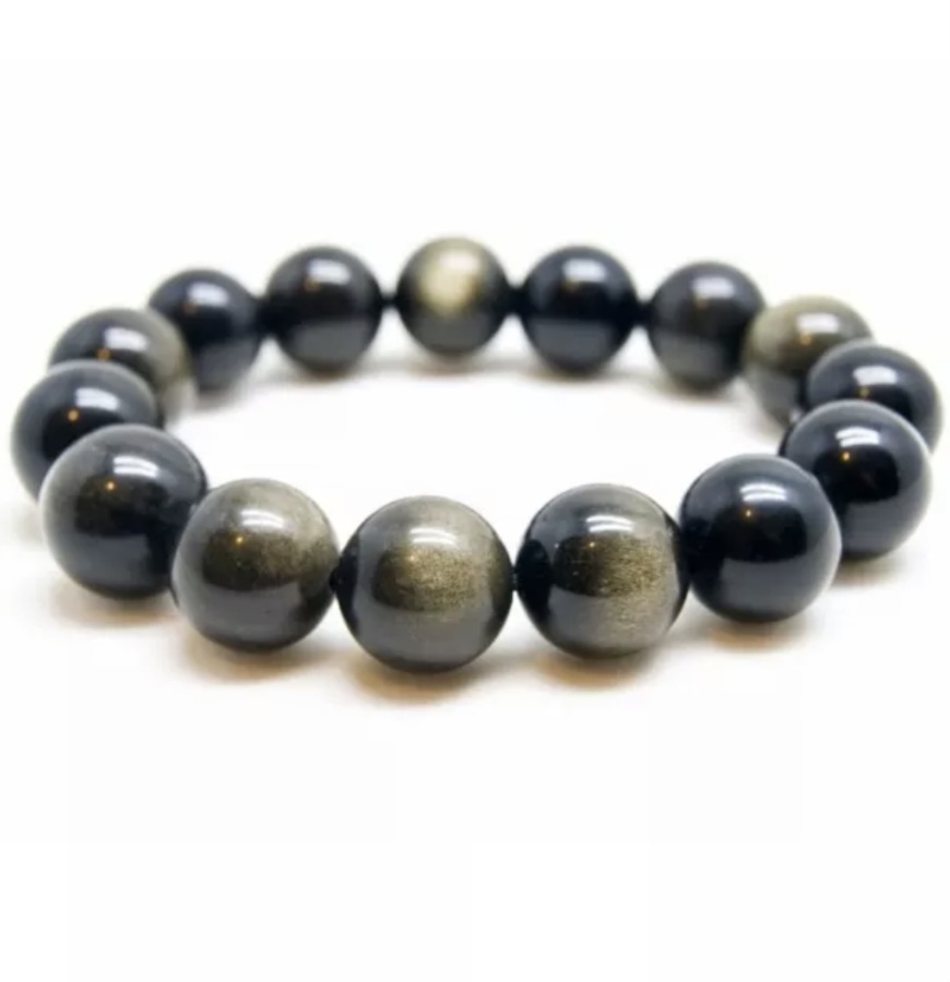 Bracelet Obsidienne dorée