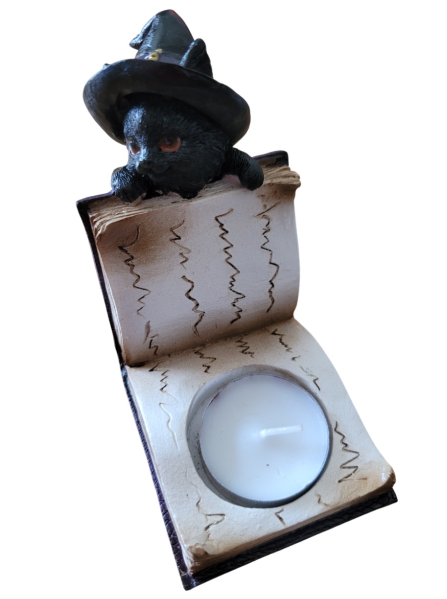 Porte Bougie Livre et Chat