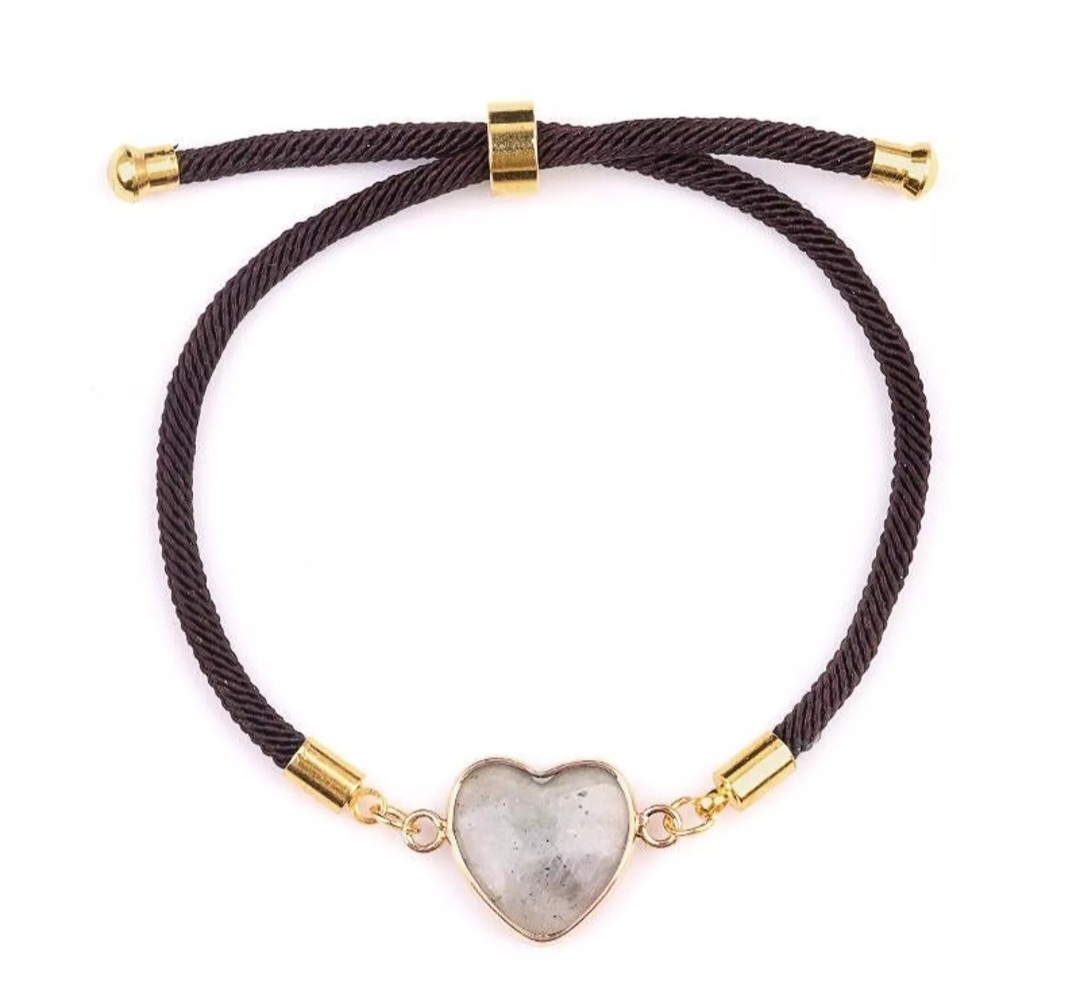 Bracelet Cœur en Labradorite sur Cordon