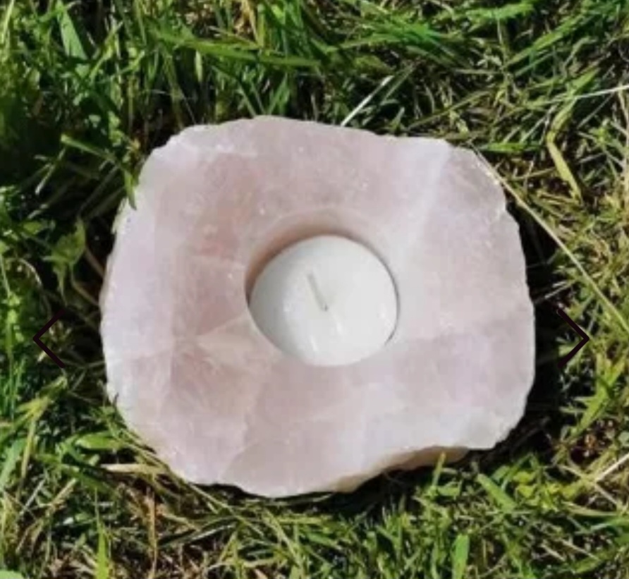 Bougeoir en Quartz Rose brut