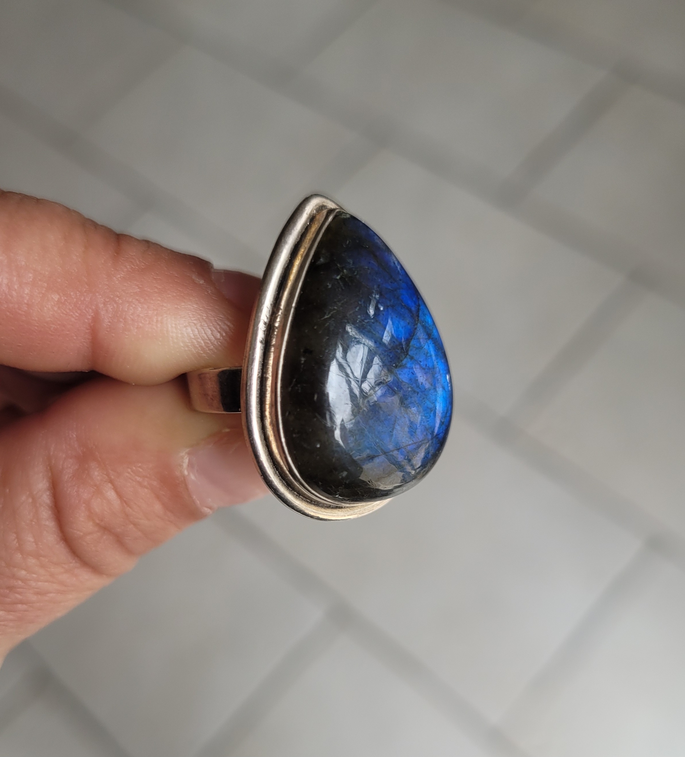 Bague Labradorite Grosse Goutte
