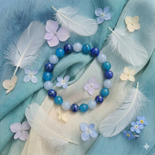 Bracelet "Douce Conscience" en Apatite, Aigue Marine et Lapis Lazuli