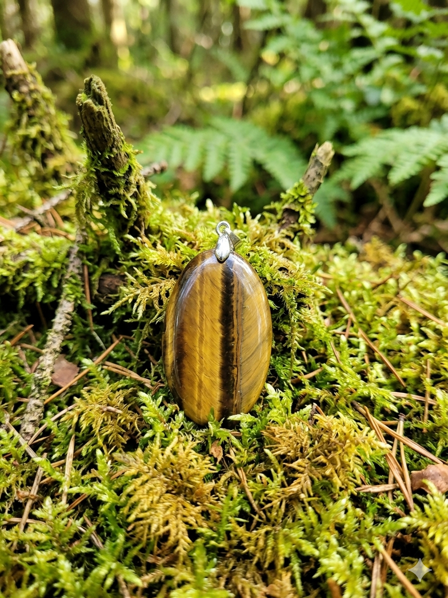 Pendentif Œil de Tigre Ovale