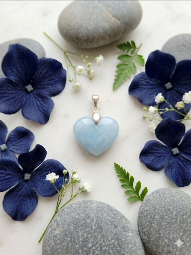 Pendentif Cœur Aigue Marine