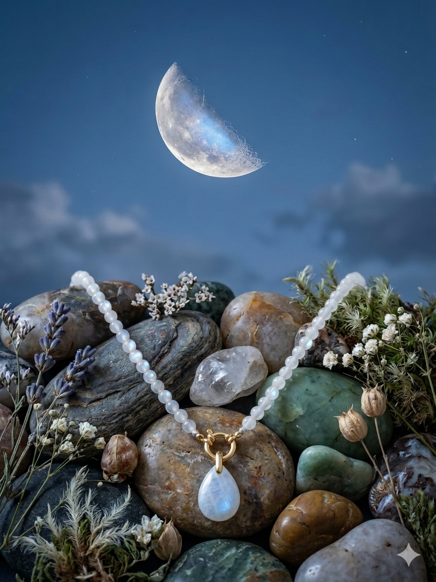 Collier Pendentif Pierre de Lune