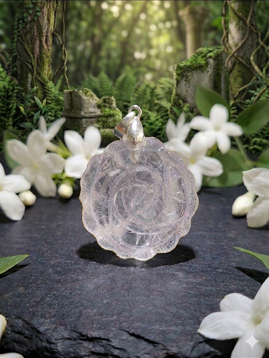 Pendentif Fleur en Cristal de Roche