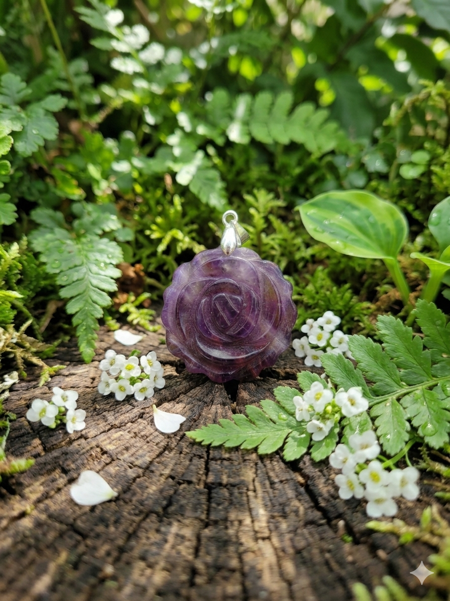 Pendentif Fleur en Améthyste