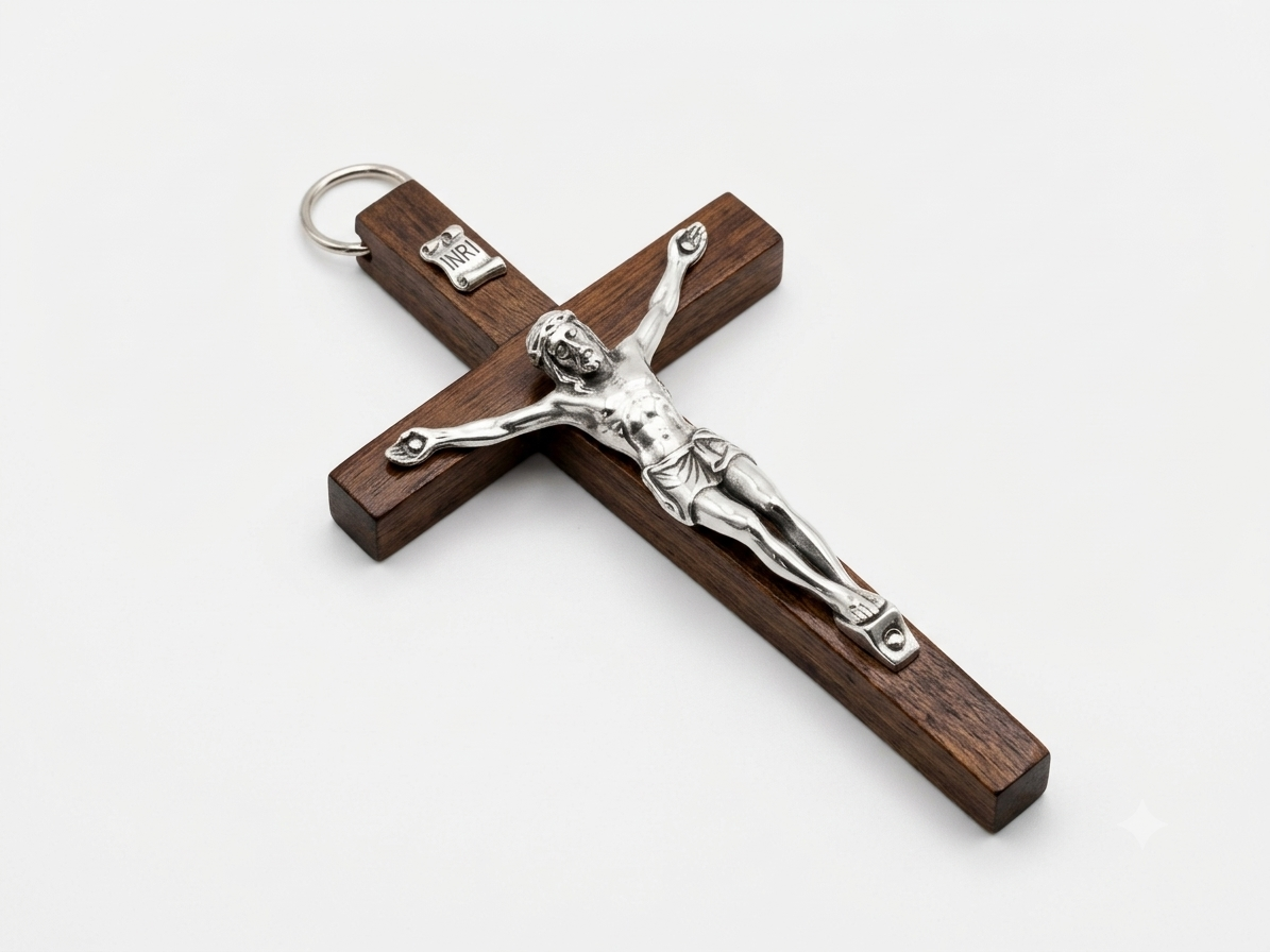 Moyenne Croix en Bois avec Christ