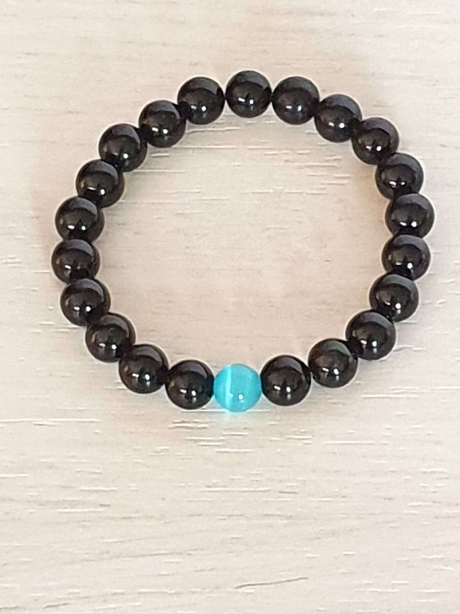 Bracelet "anti stress" Onyx et Œil de Chat