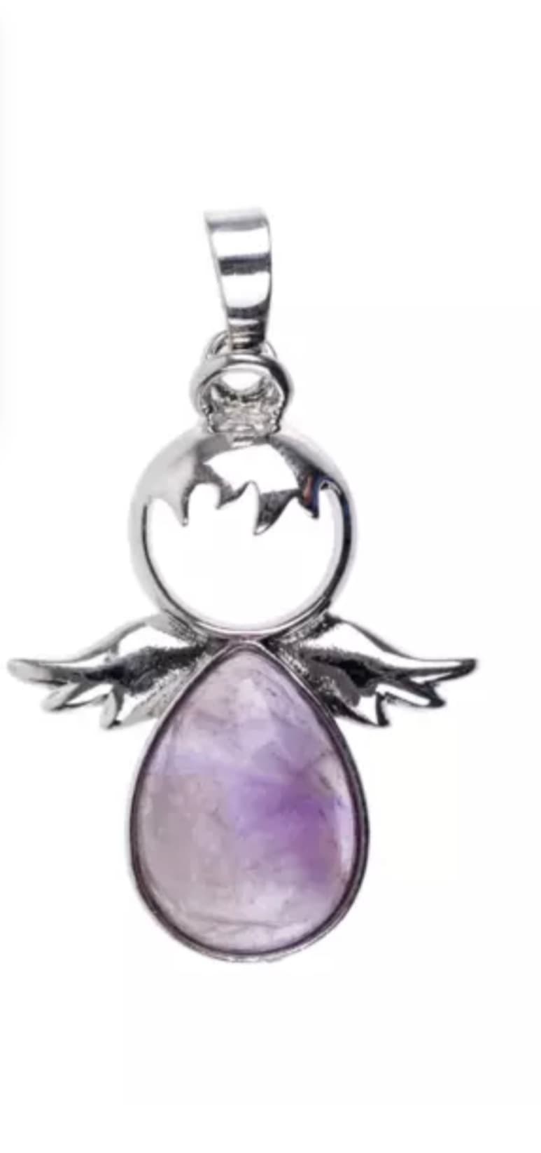 pendentif Ange en Améthyste et acier inoxydable