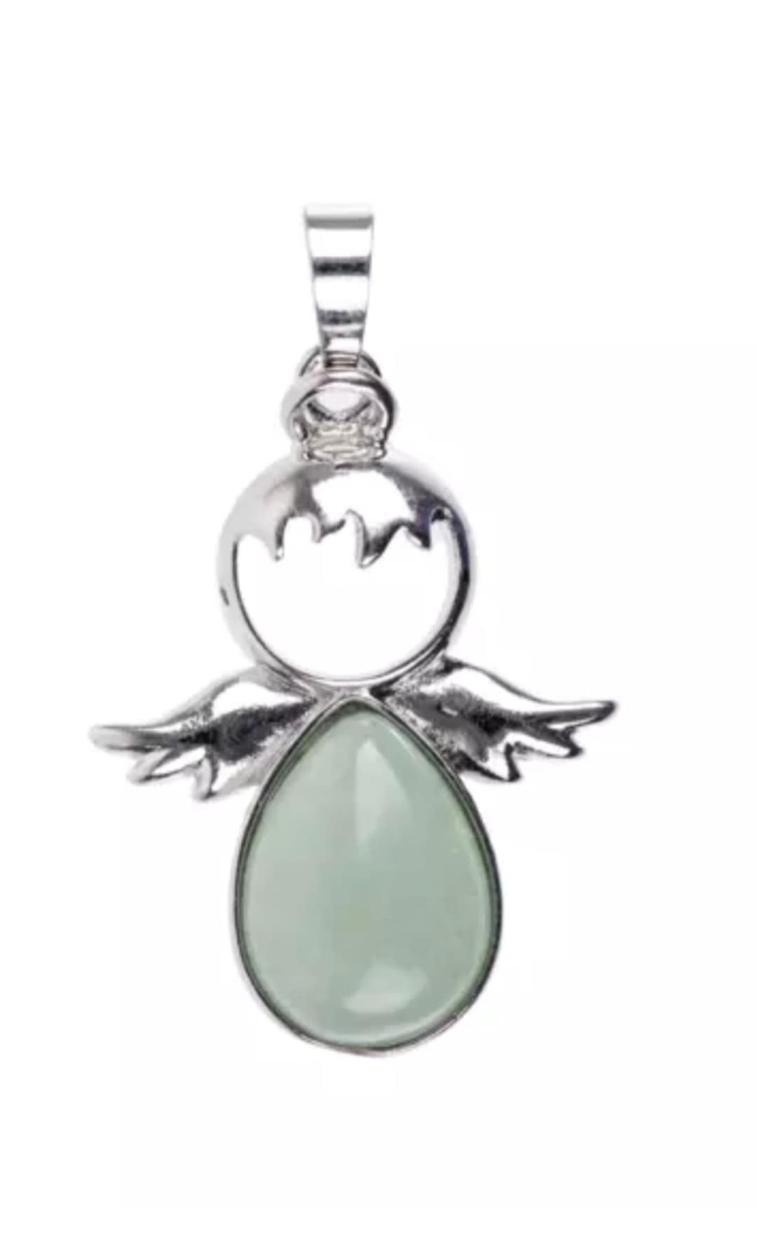 pendentif ange en aventurine et acier inoxydable