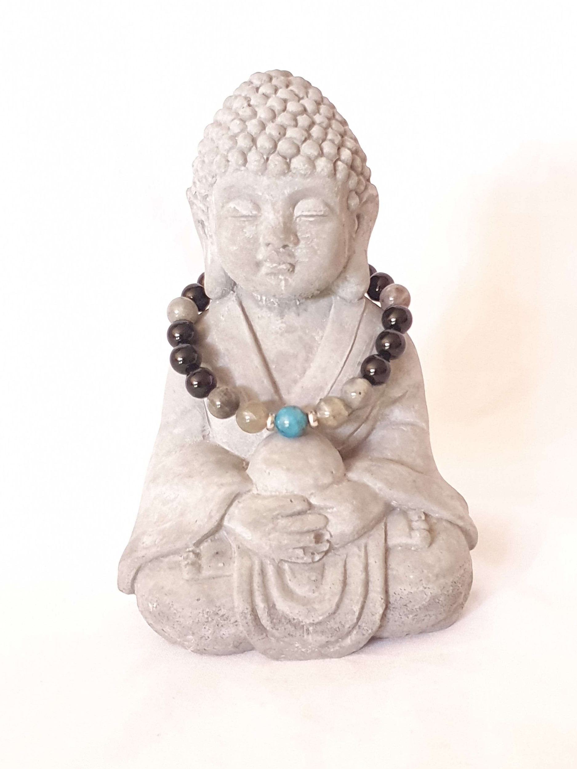 bracelet "courage et protection" en onyx, apatite et labradorite