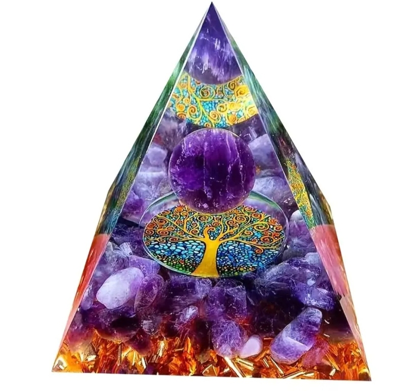 Orgonite Arbre de vie , Améthyste et obsidienne main image 0