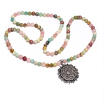 Mala Rhodonite/Quartz rose/ Amazonite Lotus