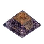 Pyramide Orgonite Améthyste Fleur de Vie