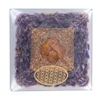 Pyramide Orgonite Améthyste F]eur de Vie