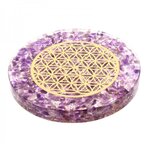 Plaque Orgonite Améthyste Fleur de Vie