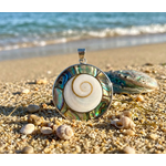 Pendentif Œil de Sainte Lucie et Coquille d'Ormeau