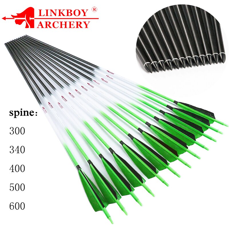 Linkboy-fl-ches-en-carbone-pour-tir-l-arc-Sp300-800-mm-5-pouces-arc-recourb