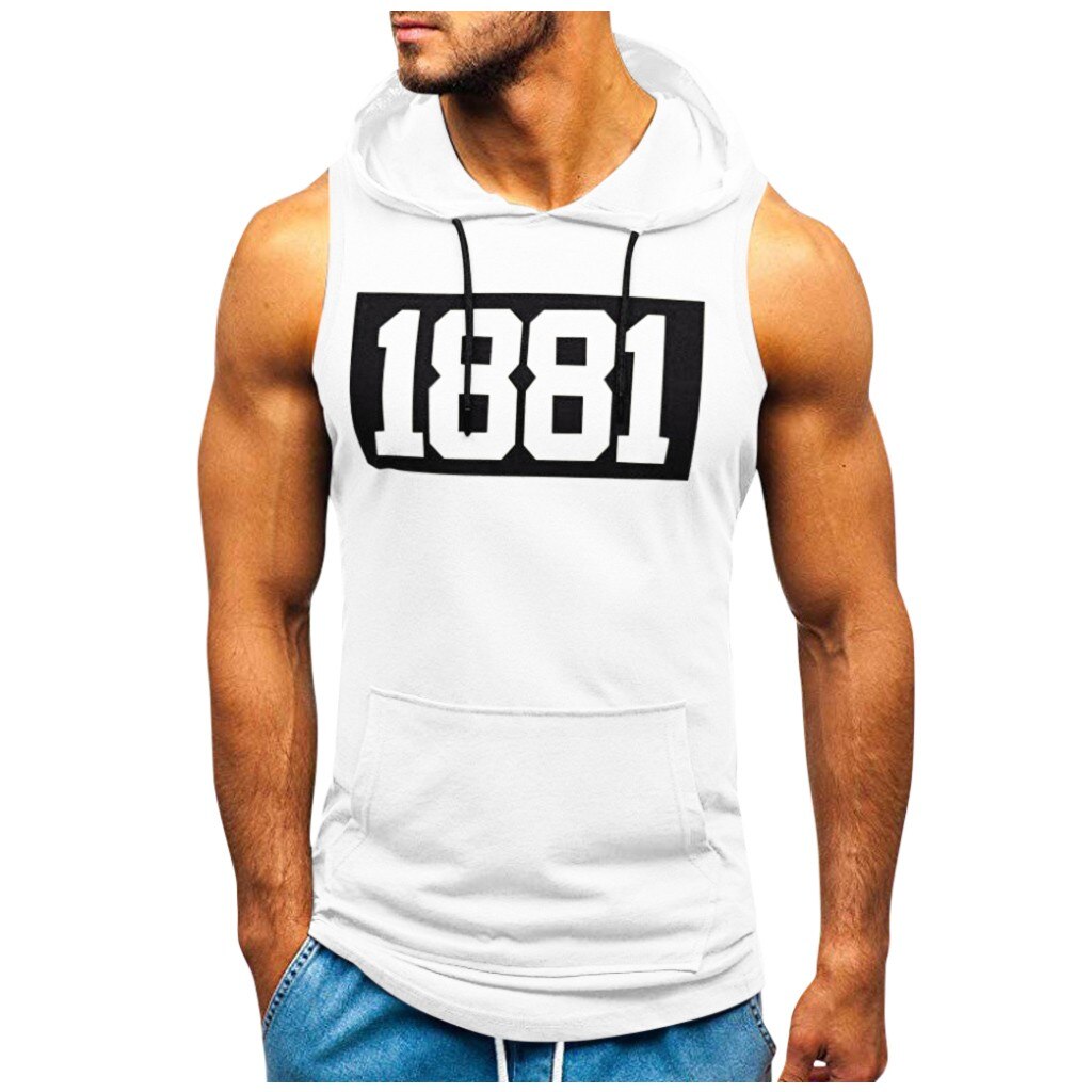 Débardeur a Capuche Homme Musculation Tank Top sans Manches