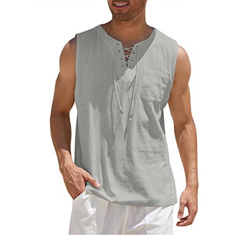 Summe-d-bardeur-en-coton-et-lin-pour-homme-haut-sans-manches-d-contract-ample-lacets