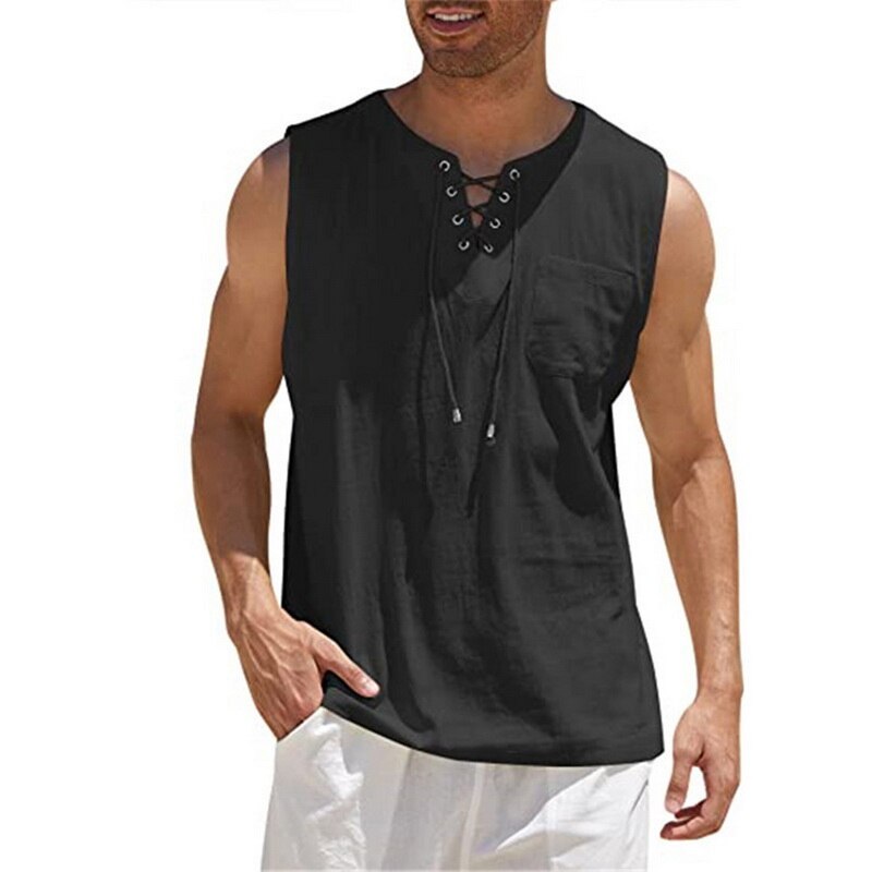 Summe-d-bardeur-en-coton-et-lin-pour-homme-haut-sans-manches-d-contract-ample-lacets