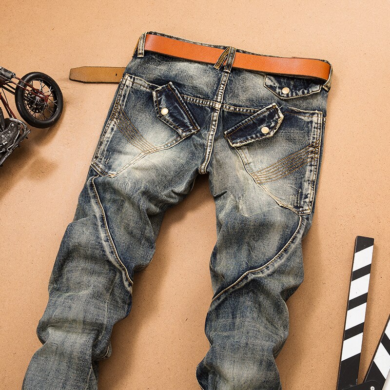 Pantalon-en-Jean-pour-homme-pissage-Denim-Biker-haute-qualit-droit-styliste-plusieurs-poches-confortable