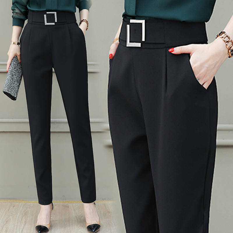 Pantalon-en-coton-noir-taille-haute-pour-femme-surv-tement-sarouel-doux-assorti-haute-qualit-pour