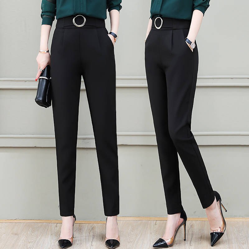 Pantalon-en-coton-noir-taille-haute-pour-femme-surv-tement-sarouel-doux-assorti-haute-qualit-pour