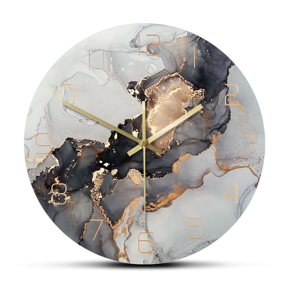 Horloge-murale-imprim-e-l-encre-d-alcool-Art-moderne-Texture-de-marbre-horloge-Quartz-silencieuse