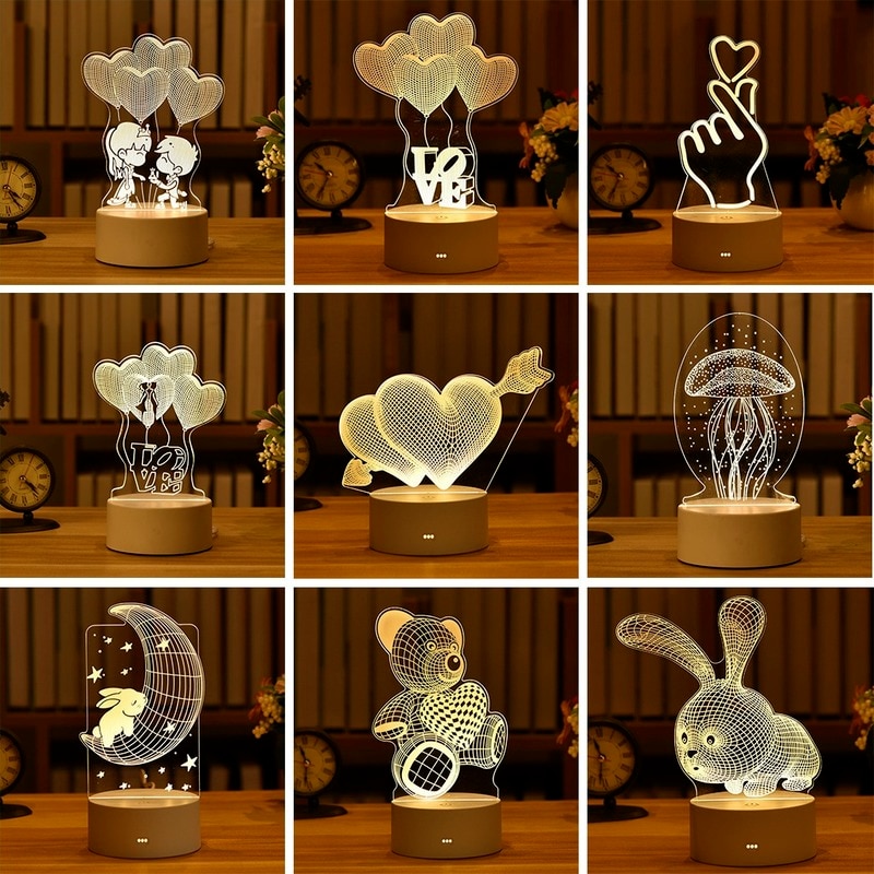 Lampe-LED-3D-en-Acrylique-Romantique-Amour-Maison-Veilleuse-pour-Enfant-Table-D-cor-de-F