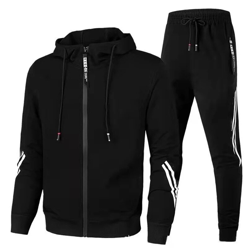 Ensemble-deux-pi-ces-pour-homme-Sweat-capuche-et-pantalon-fermeture-clair-tenue-de-sport-d