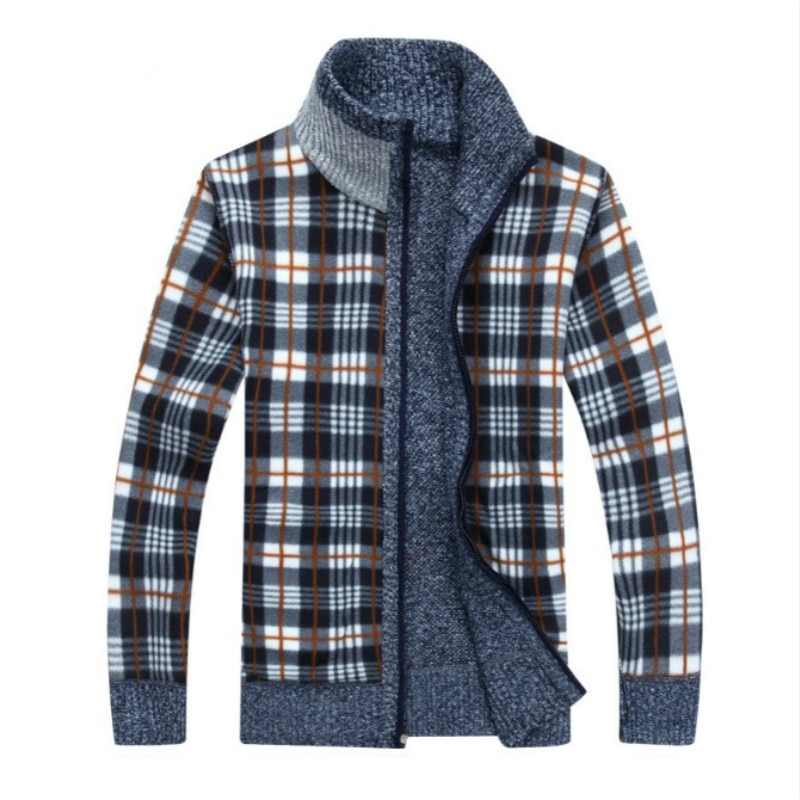 Cardigan-Manches-Longues-pour-Homme-Pull-pais-Tricot-Manteau-Polaire-Blanc-Cass-V-tement-Fermeture-clair