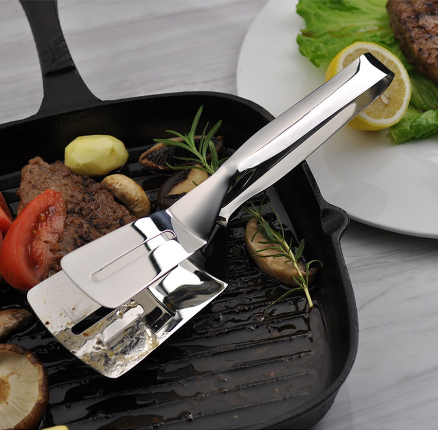 Pince-frire-en-acier-inoxydable-pince-Steak-barbecue-multifonctionnel-spatule-poisson-pince-pain-outil-de-cuisine