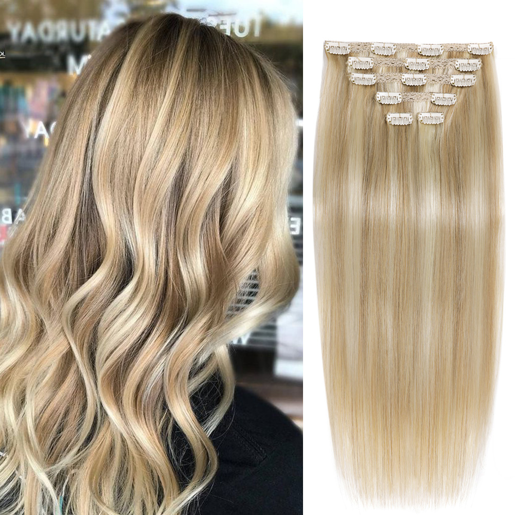 BHF-Extensions-de-cheveux-naturels-Remy-lisses-avec-Clips-70g-noir-brun-clair-ombr-miel