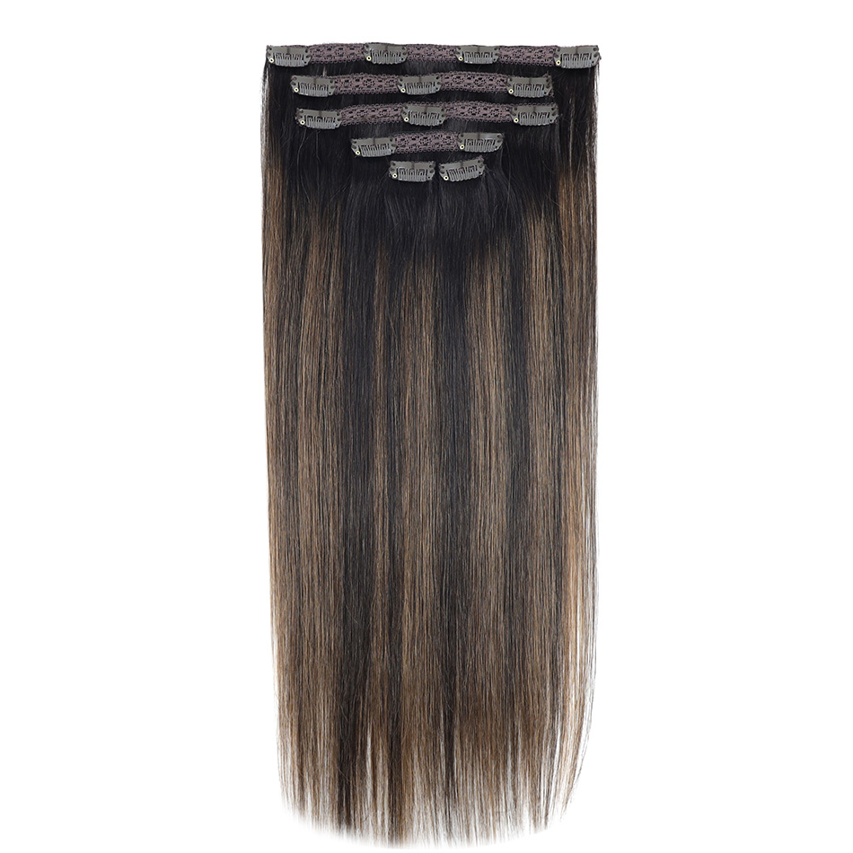 BHF-Extensions-de-cheveux-naturels-Remy-lisses-avec-Clips-70g-noir-brun-clair-ombr-miel