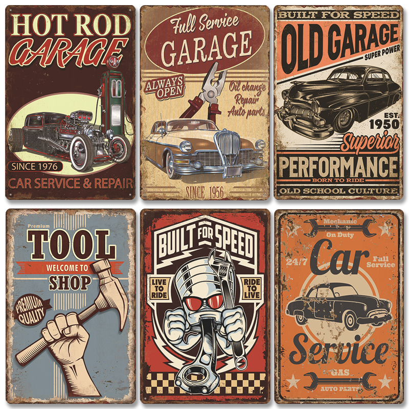 Affiche-de-Garage-classique-panneau-m-tallique-Vintage-Service-de-voiture-panneaux-m-talliques-en-tain