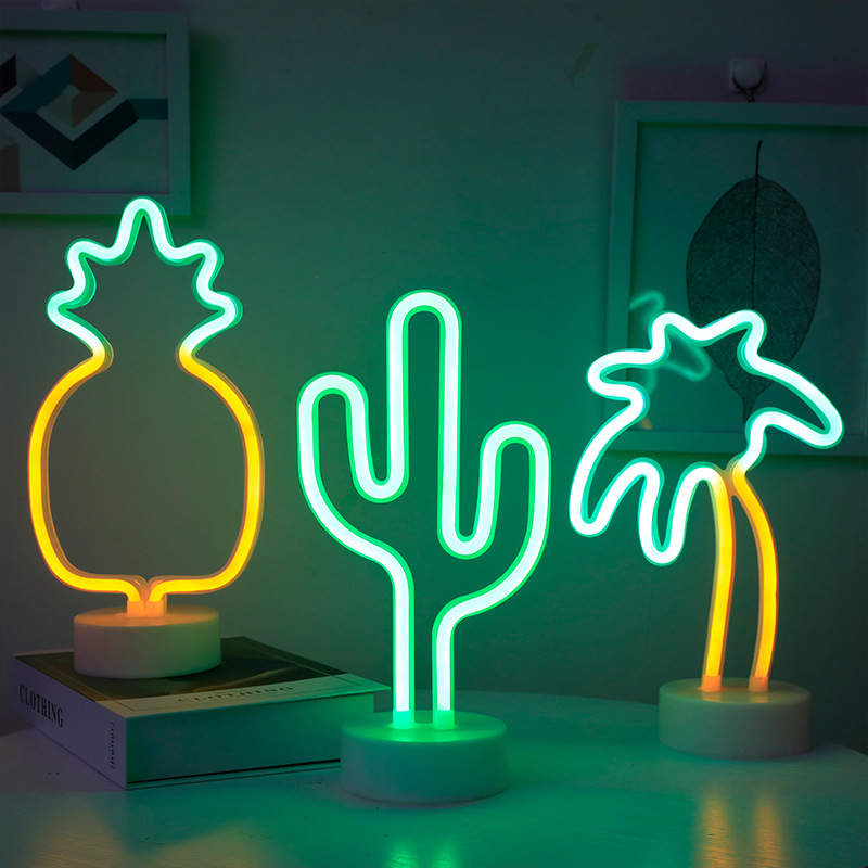 Lampe-Led-fluo-color-e-en-forme-de-c-ur-flamand-rose-Cactus-d-coration-d
