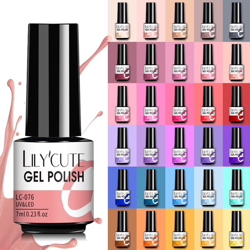 LILYCUTE-vernis-ongles-Gel-UV-paillettes-Semi-Permanent-couleur-chair-mat-couche-de-finition-tremper-7ml