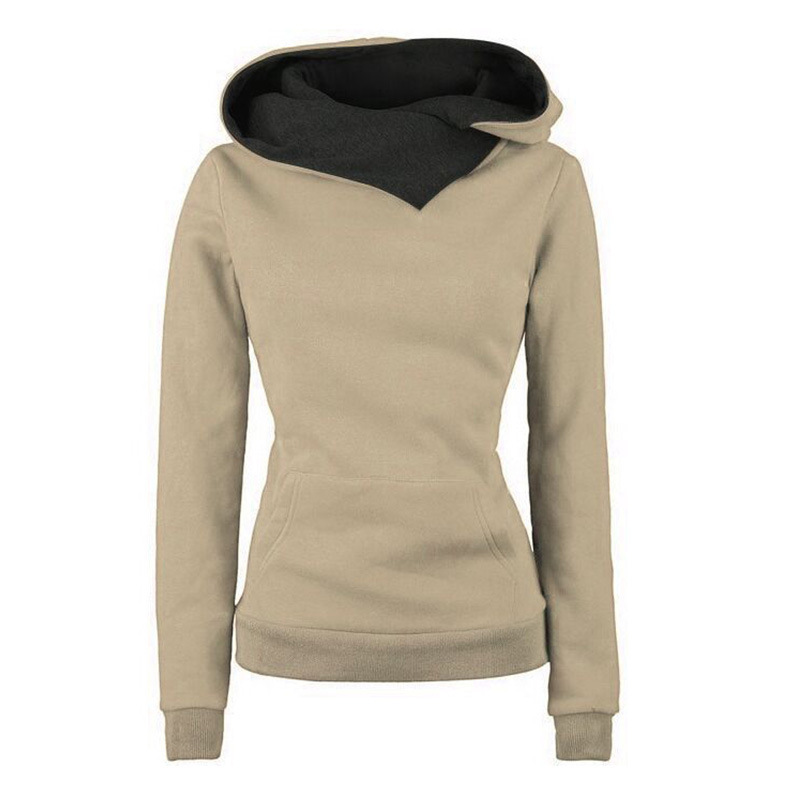 Sweat-shirt-capuche-bicolore-pour-femmes-d-contract-solide-manches-longues-poches-ample-sport-printemps-automne