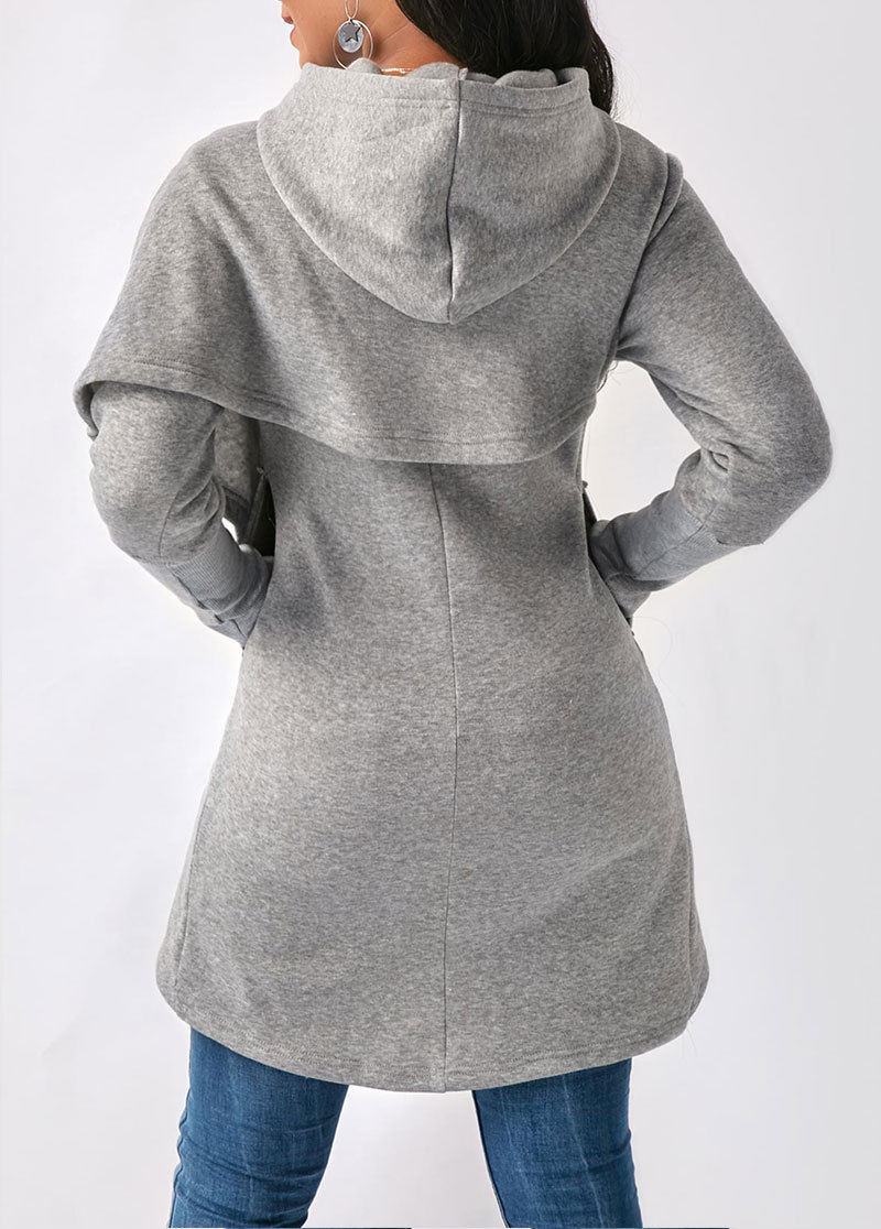 Sweat-capuche-manches-longues-pour-femmes-d-contract-couleur-unie-la-mode-automne