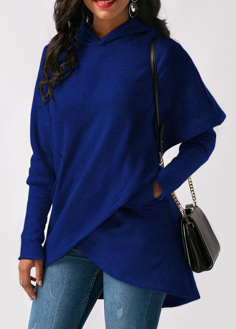 Sweat-capuche-manches-longues-pour-femmes-d-contract-couleur-unie-la-mode-automne