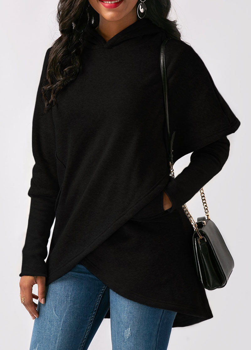 Sweat-capuche-manches-longues-pour-femmes-d-contract-couleur-unie-la-mode-automne