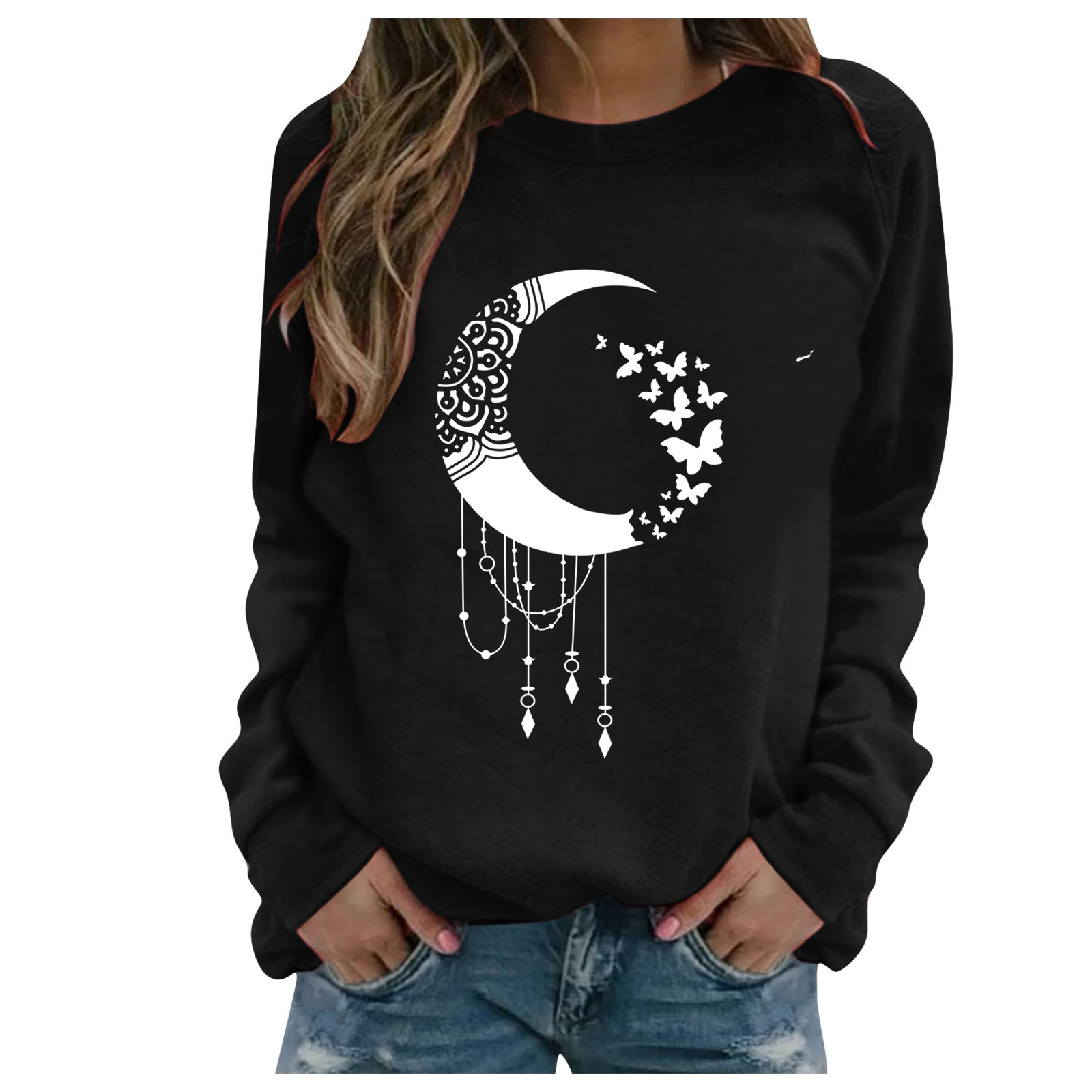 Sweat-capuche-noir-imprim-lune-et-soleil-pour-femme-style-punk-gothique-sweat-capuche-PVD-d
